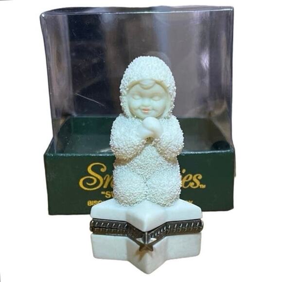 Vintage Snowbabies Angel Department 56 Sweet Dreams Bisque Porcelain Hinged Box - Picture 1 of 4